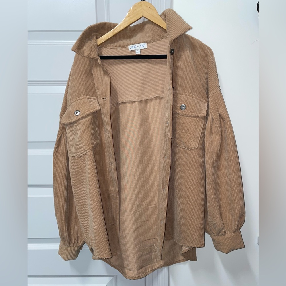 She + sky shacket. Size S